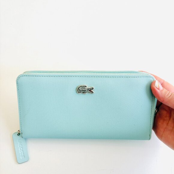 Lacoste Womens Large L.12.12 Concept Billfold Wallet Light Turquoise Blue - Picture 2 of 10